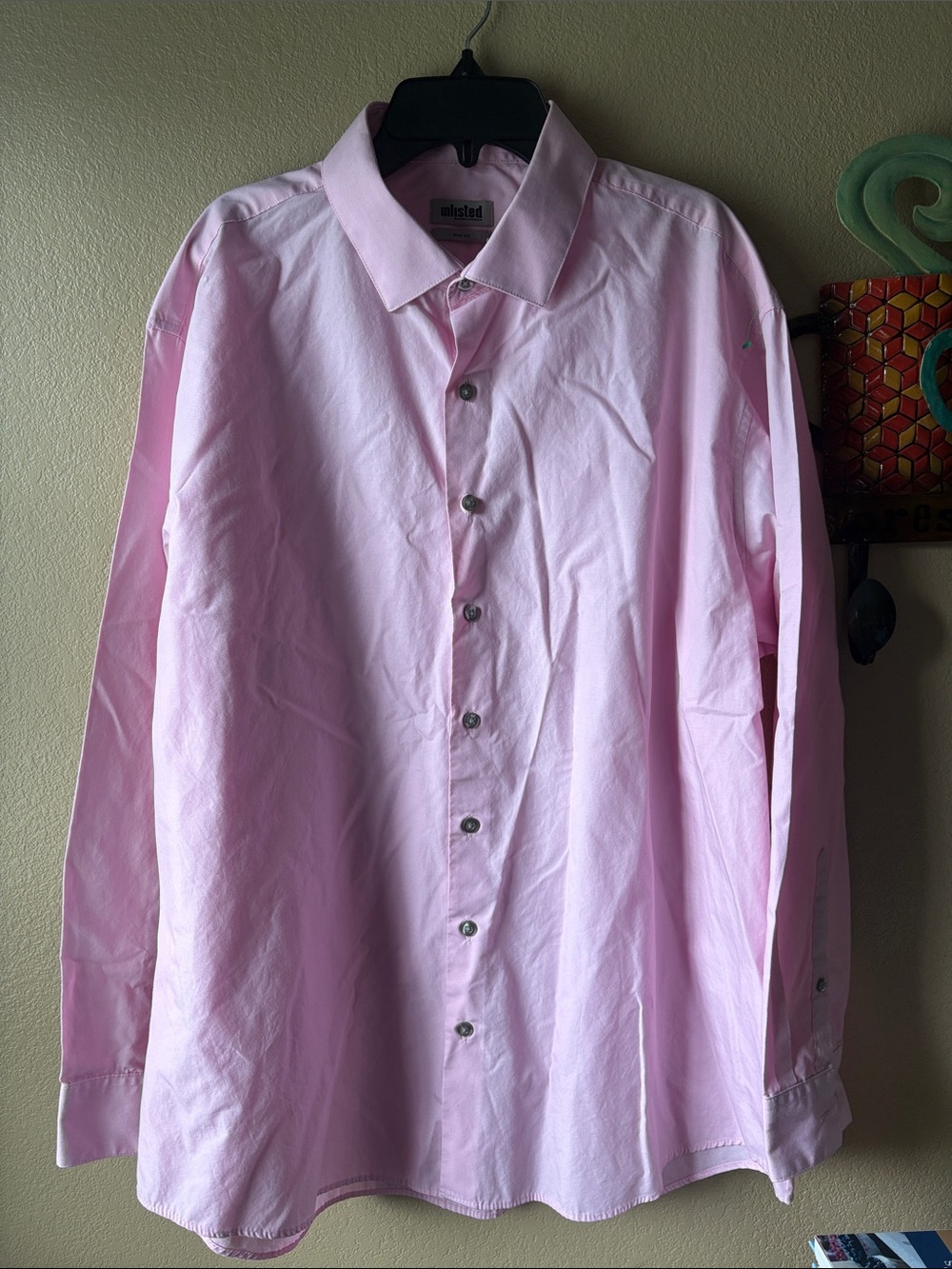 Unlisted Kenneth Cole Reaction Light Pink Men's Long-Sleeve Dress Shirt